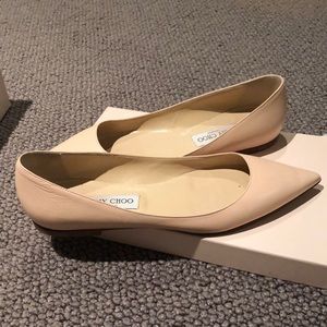 Jimmy Choo patent leather (flame color) flats